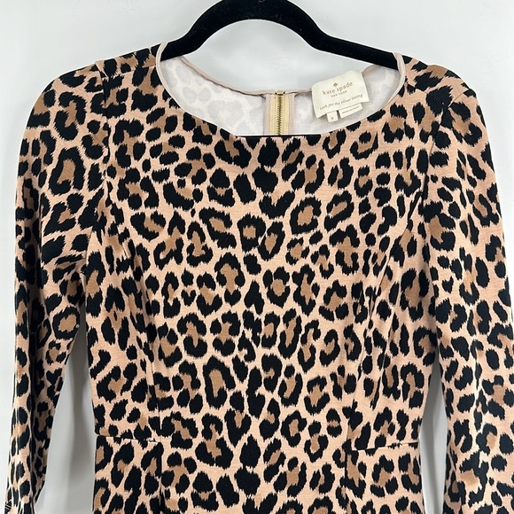 Kate Spade Fit & Flare 3/4 Sleeve Leopard Print Dress 6 - Picture 3 of 7